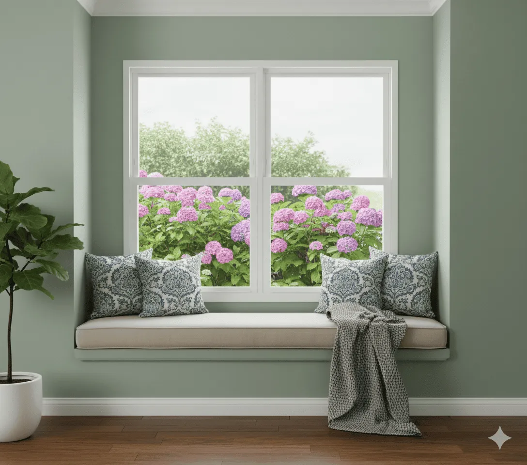 Double-hung replacement windows installed in a home