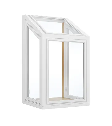 White garden window with projecting glass enclosure